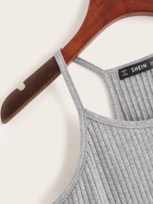 Muchica Top halter sólido tejido de canalé - Gris Claro - Ver 3