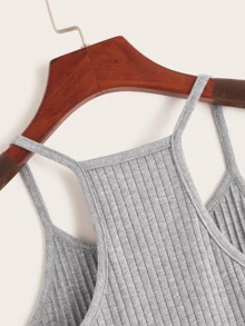 Muchica Top halter sólido tejido de canalé - Gris Claro - Ver 4