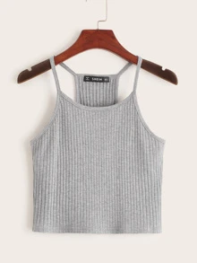 Muchica Top halter sólido tejido de canalé - Gris Claro - Ver 1