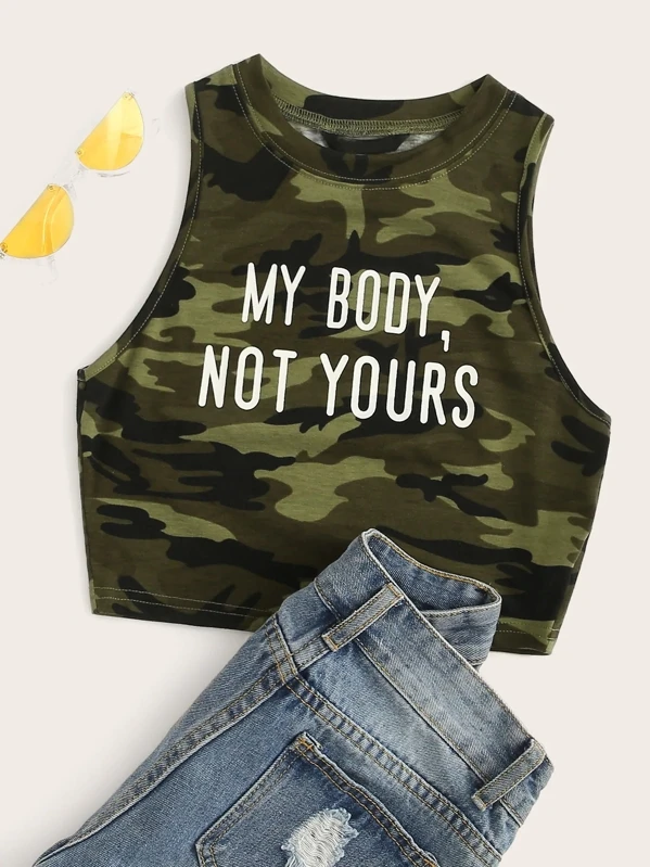camo crop tank