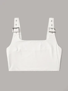 Buckled Grommet Cropped Tank Top