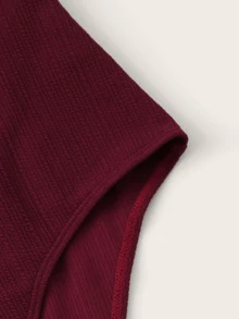 SHEIN Swim Summer Beach Ruffle Trim Lace Up One Piece Swimsuit - Burgundy - View 4