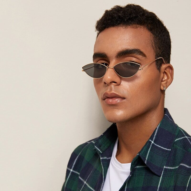 

Guys Cat Eye Flat Lens Sunglasses, Black