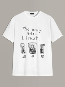 Manfinity RebelGame Men Slogan Graphic Round Neck Top - White - View 1