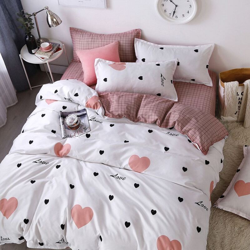 

Heart Print Sheet Set, Multicolor