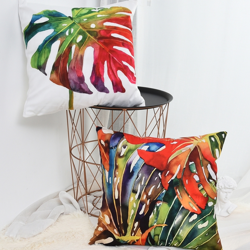 

Colorful Tropical Leaf Cushion Cover 1pc, Multicolor