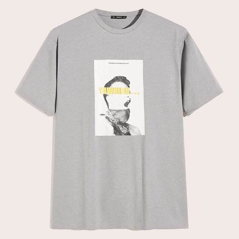 

Guys Graphic Print Top, Grey
