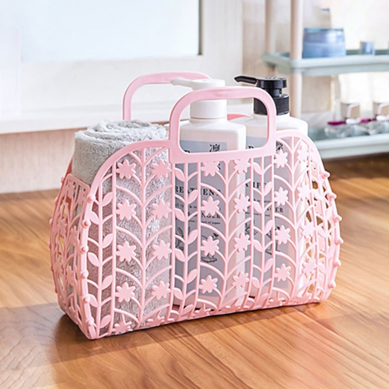 

Hollow Flower Portable Storage Basket, Pink