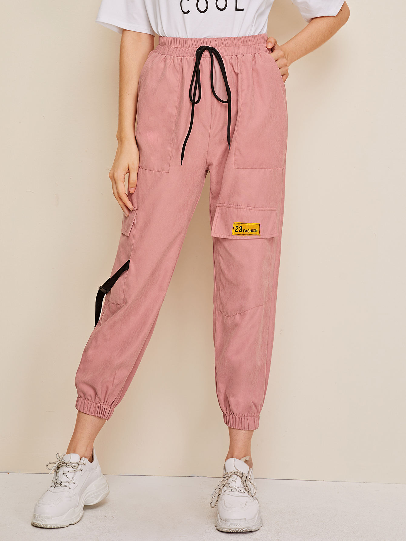 pink cargo jumpsuit