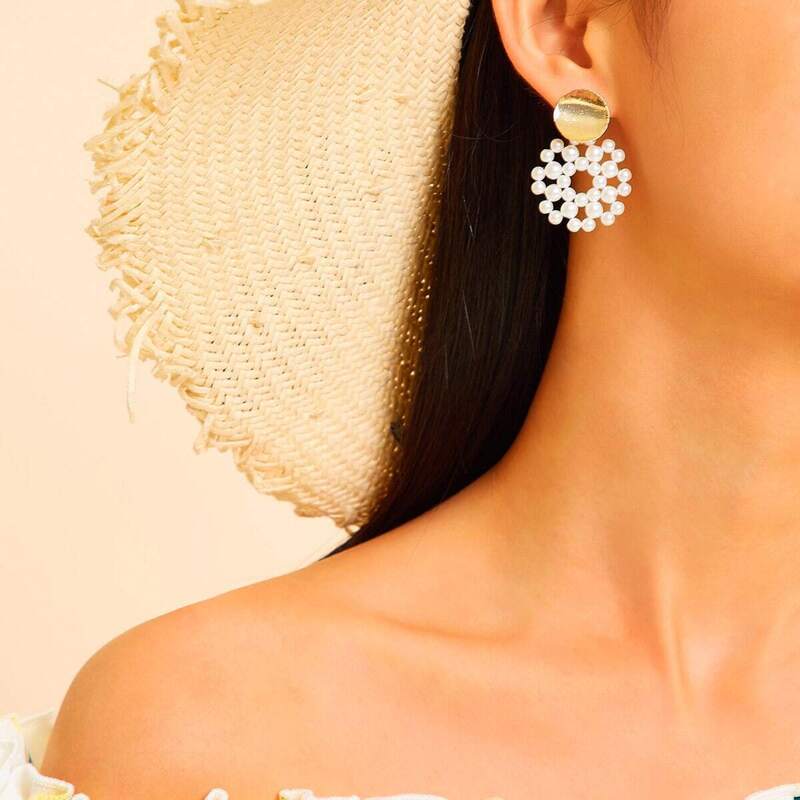 

Disc Decor Faux Pearl Drop Earrings 1pair, Multicolor