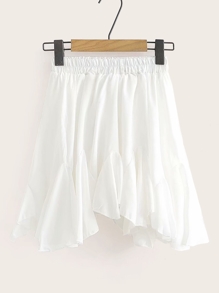 Elastic Waist Asymmetrical Ruffle Hem Skirt