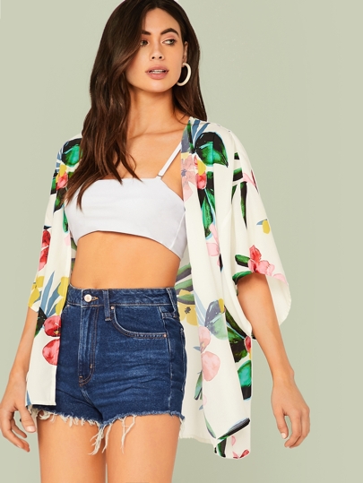 SHEIN Kimono con estampado floral