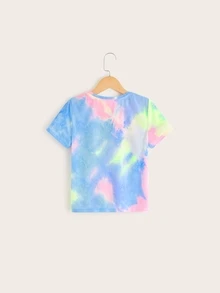 SHEIN تي شيرت بصبغة بطباعة عين و رمش للبنات