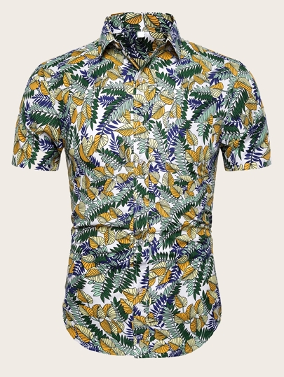 men all over leaf print hawaiian shirt for sale australia| new