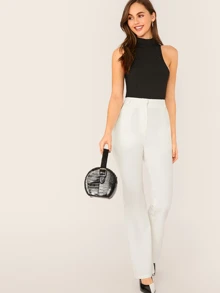 SHEIN BAE 素色繞頸緊身連體衣