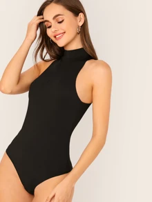 SHEIN BAE 素色繞頸緊身連體衣