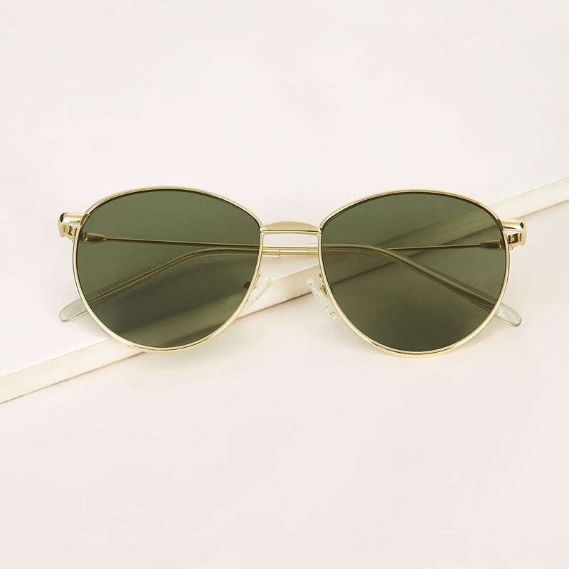

Round Metal Frame Tinted Lens Sunglasses, Green
