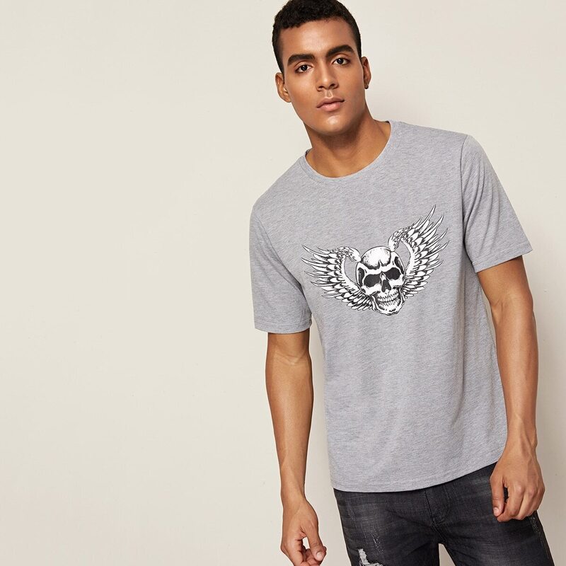 

Guys Skull Print Tee, Grey