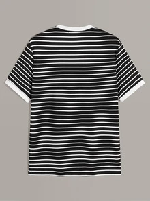Manfinity Men Striped Ringer Tee - Black and White - View 2