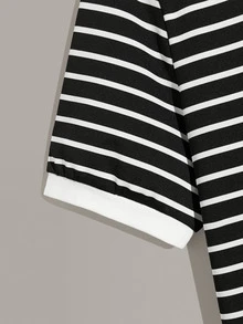 Manfinity Men Striped Ringer Tee - Black and White - View 4