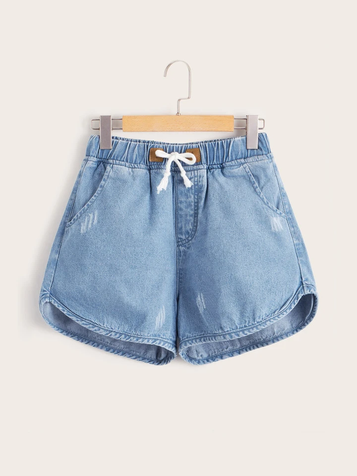 drawstring shorts denim