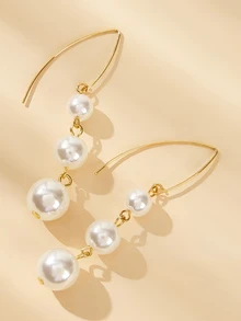 一对简约优雅的珍珠耳环，适合晚宴、节日和日常佩戴。 - 白色 - 查看 3