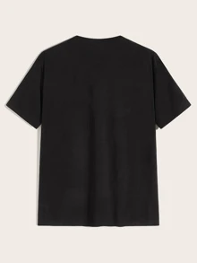 Manfinity Top de hombres con estampado de figura - Negro - Ver 2