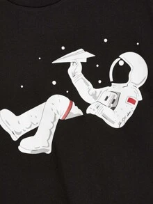 Manfinity Top de hombres con estampado de figura - Negro - Ver 4