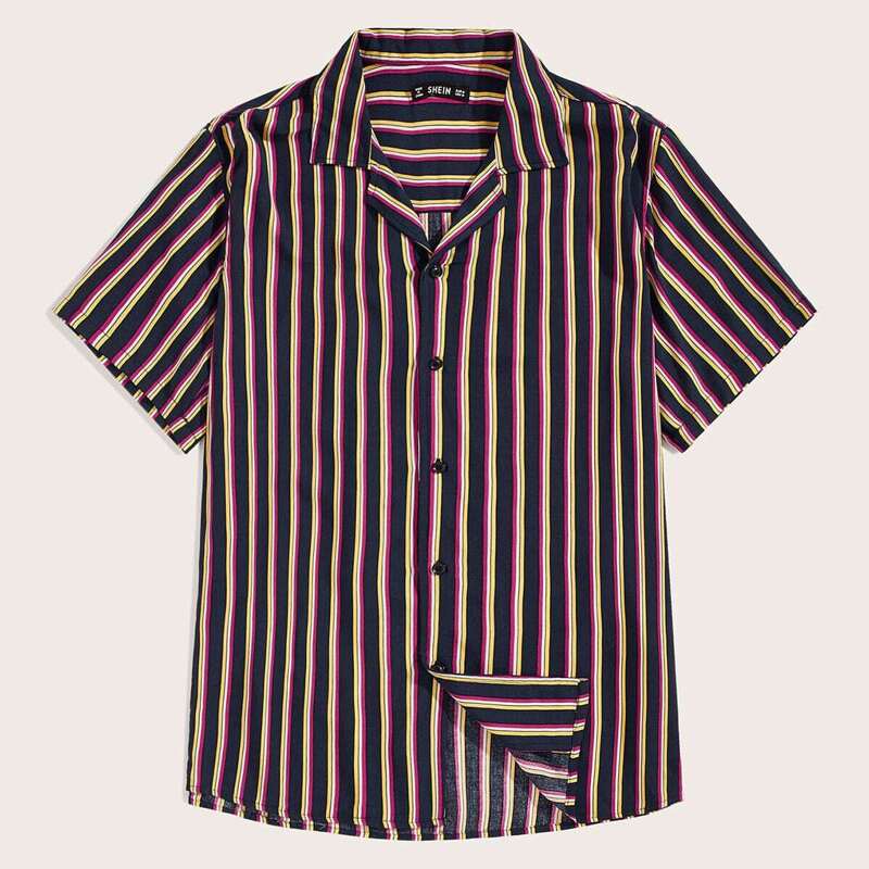 

Guys Striped Print Revere Collar Shirt, Multicolor