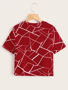 SHEIN Essnce Top girante delantero con estampado geométrico - Burdeos - Ver 2