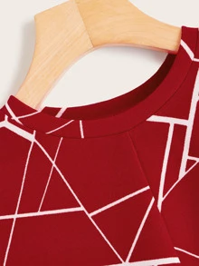 SHEIN Essnce Top girante delantero con estampado geométrico - Burdeos - Ver 4