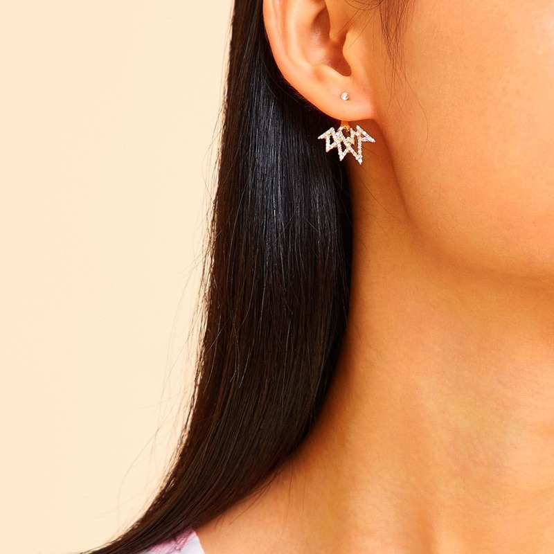 

Rhinestone Decor Ear Jacket 1pair, Gold