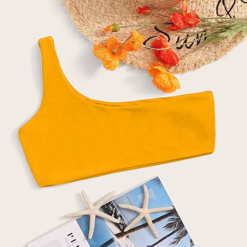 

One Shoulder Swimming Top, Yellow