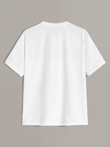 Manfinity Men Contrast Slogan Graphic Top - White - View 2