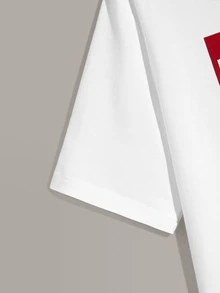 Manfinity Men Contrast Slogan Graphic Top - White - View 3