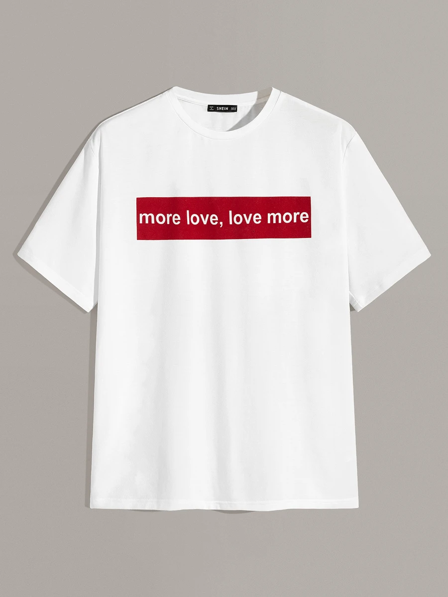 Manfinity Men Contrast Slogan Graphic Top - White - View 1