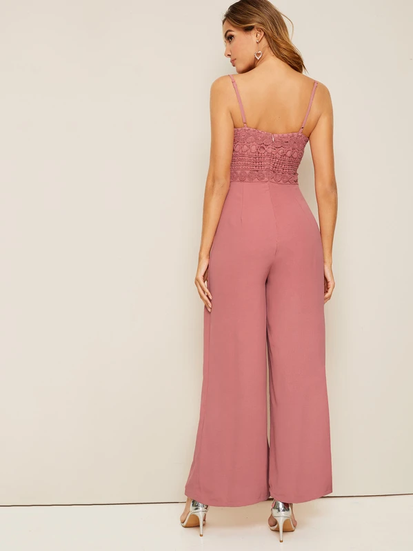pink jumpsuit wide leg