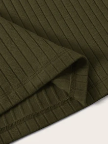 SHEIN Essnce 素色羅紋針織背心 - 軍綠色 - 查看 5