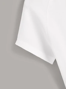 SHEIN Unity Áo sơ mi Ruffle Hem màu trơn trắng Boho - trắng - Xem 3