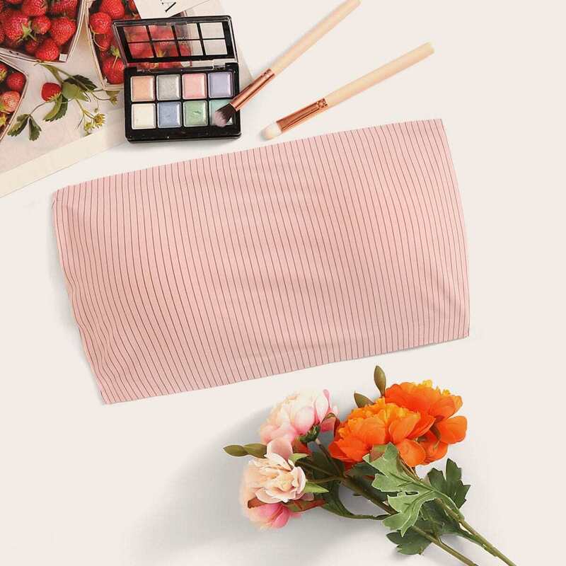 

Striped Bandeau Bra, Pink