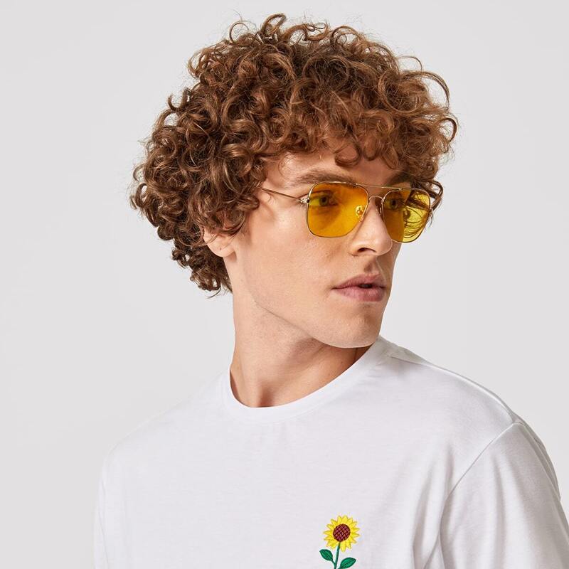 

Guys Metal Frame Tinted Lens Sunglasses, Yellow