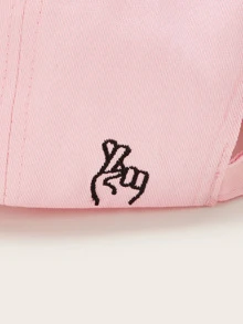 Women's Pink Baseball Cap With Gesture Pattern - Baby Pink - View 2