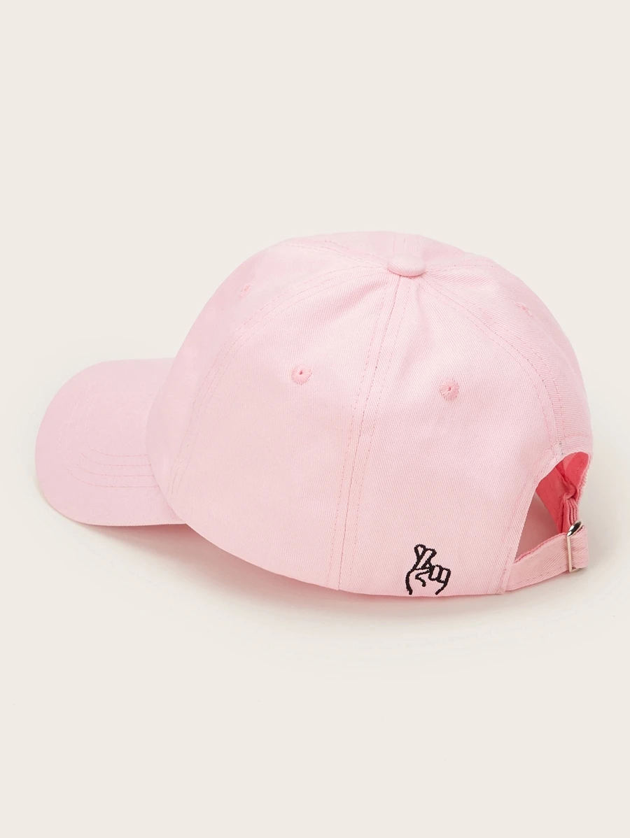 Women's Pink Baseball Cap With Gesture Pattern - Baby Pink - View 1