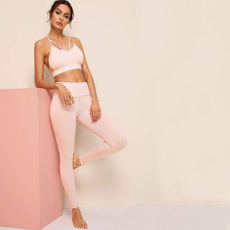 

Criss Cross Cami Top & Leggings, Pink