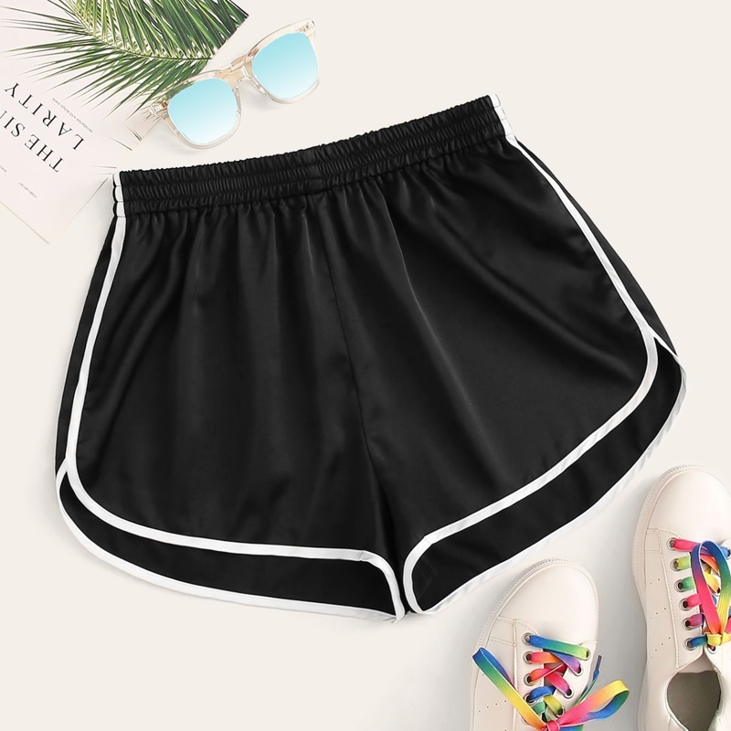 

Elastic Waist Dolphin Shorts, Black