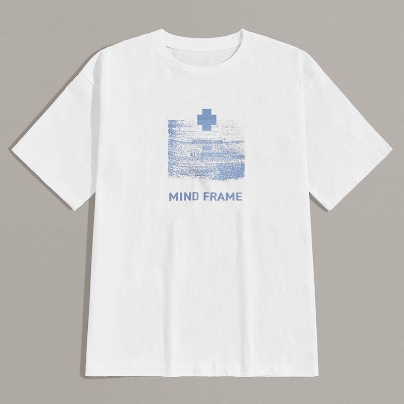 

Guys Letter And Geo Print Tee, White