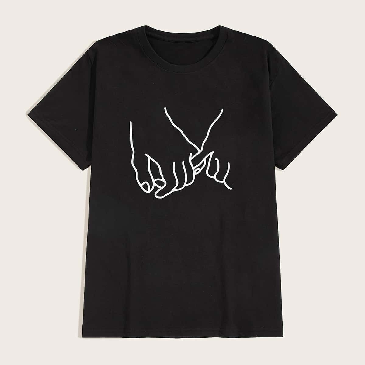 

Guys Geo Hand Print Tee, Black