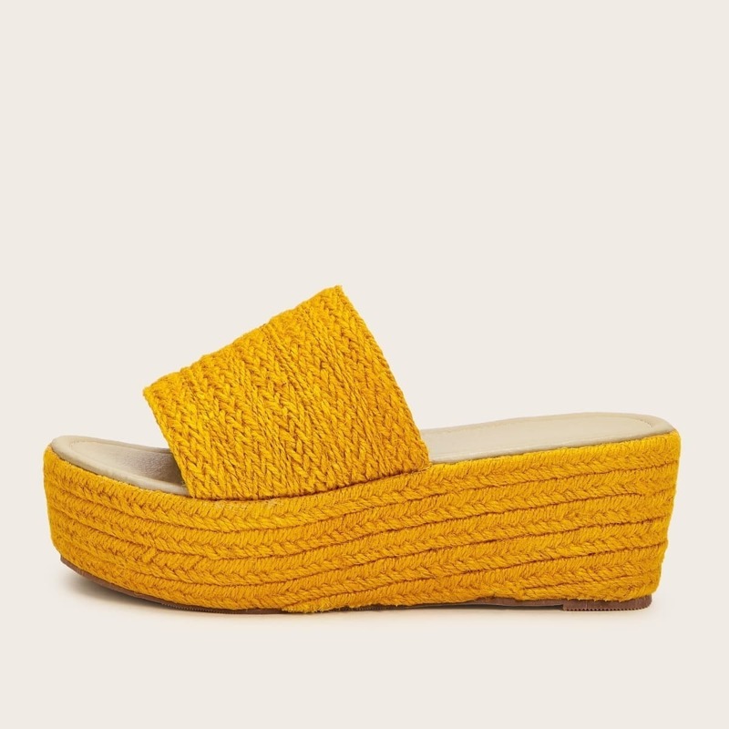 

Open Toe Espadrille Wedges, Yellow