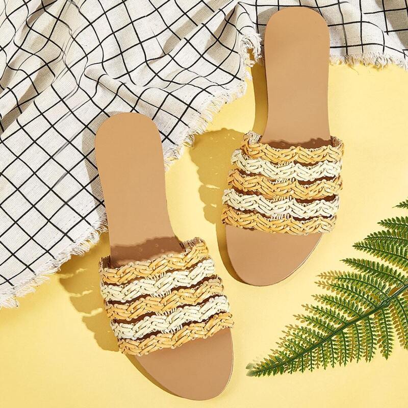 

Color Block Woven Flat Sliders, Multicolor