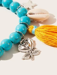 1件 时尚手工串珠流苏手链 - 綠色 - 查看 4